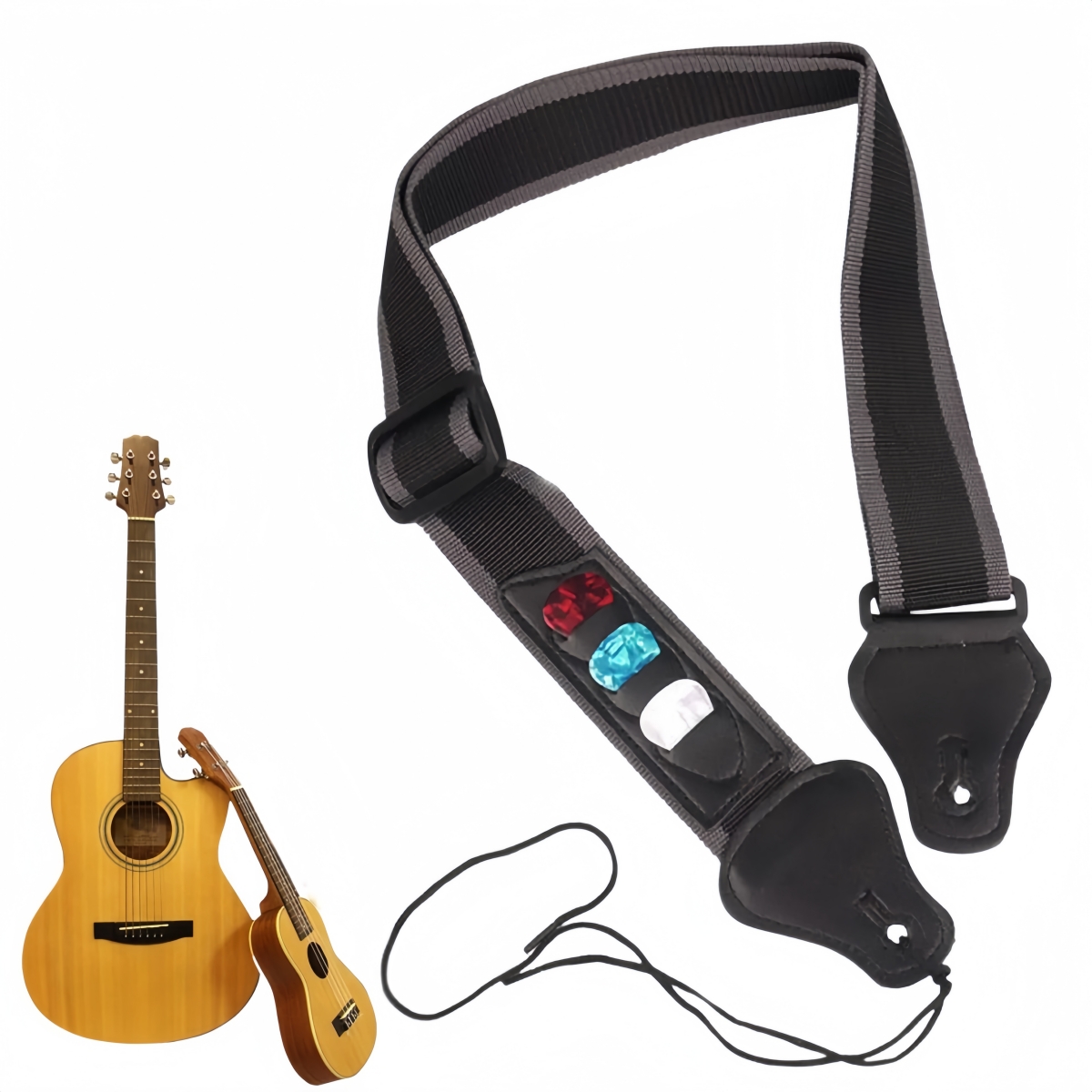 Electric Guitar Pick Pack - Sangle de guitare en cuir PU