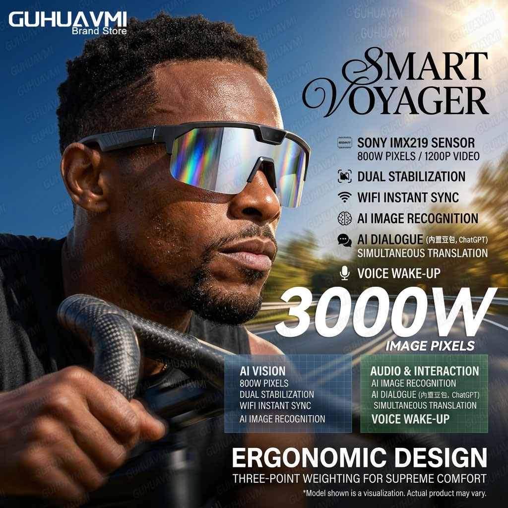 Audio Music Videos - Lunettes Intelligentes Photochromiques avec Caméra HD