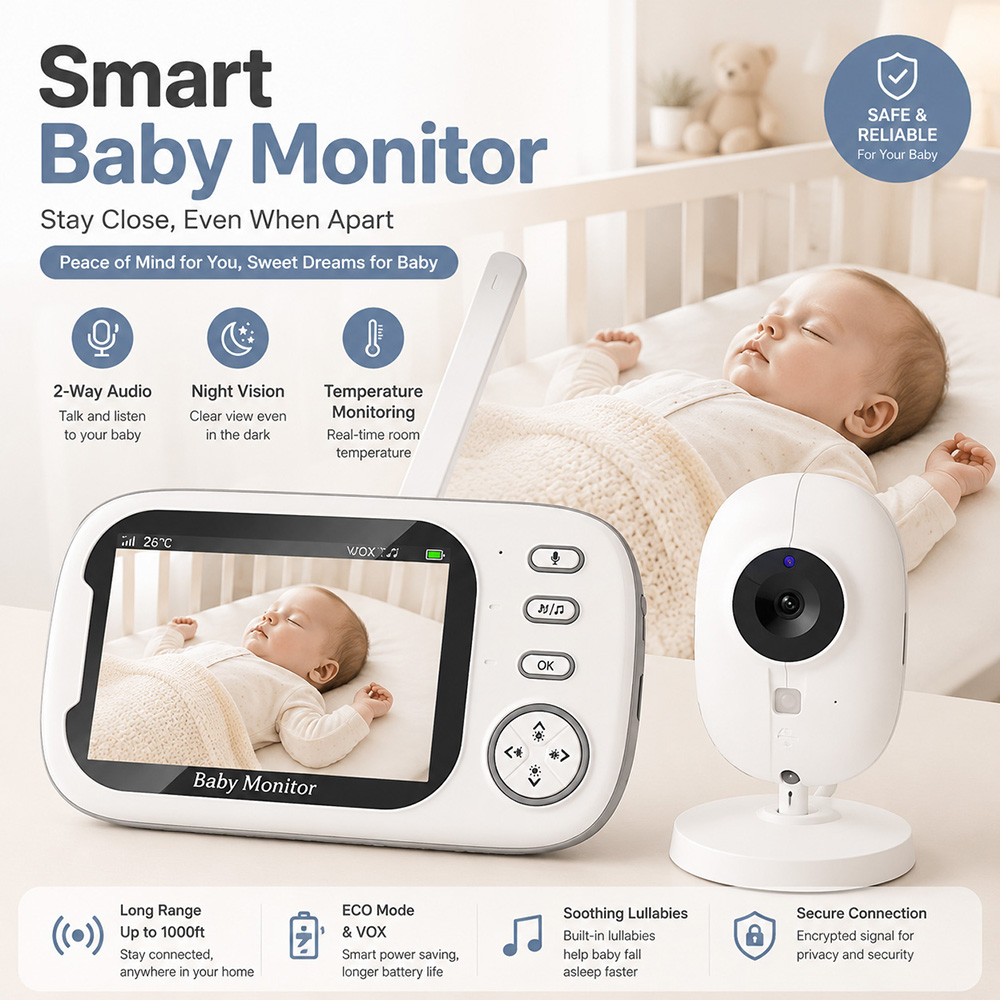Audio Music Videos - Moniteur bébé 3,5 pouces avec caméra