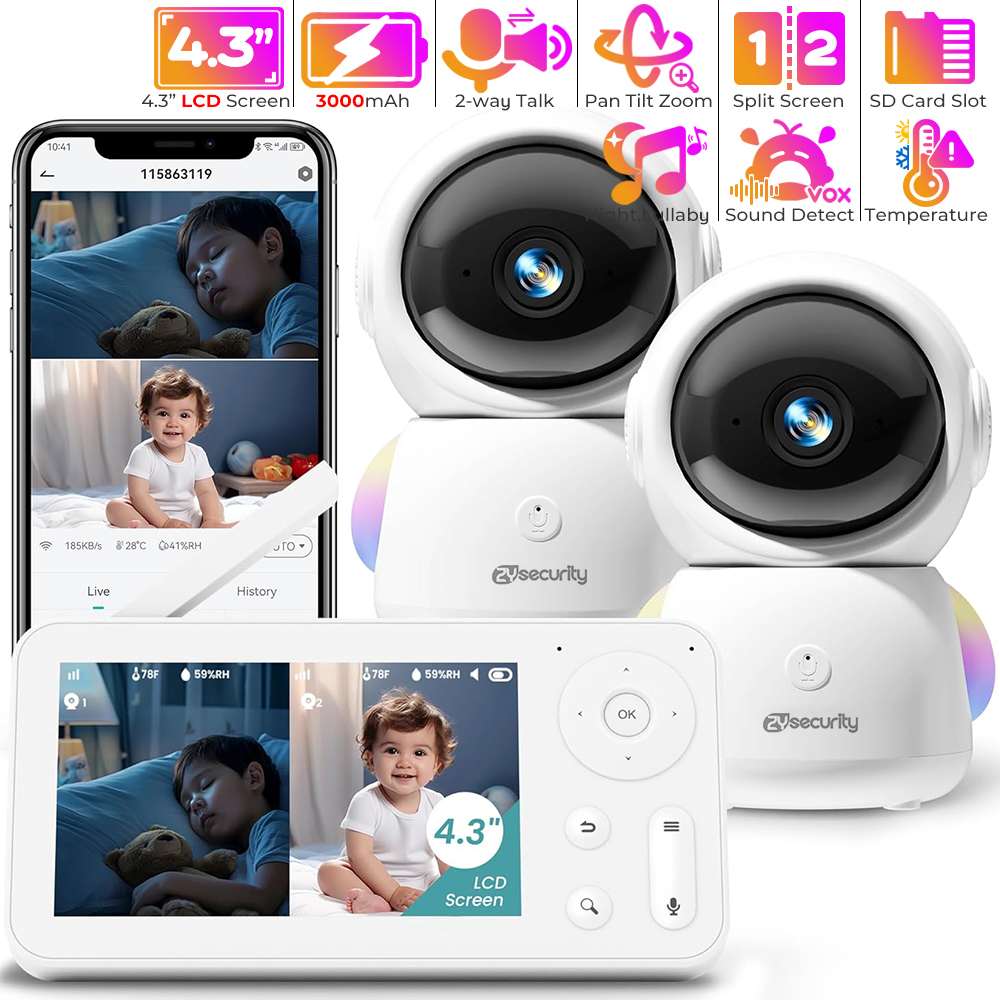 Audio Music Videos - Babyphone 2K avec 2 Caméras et