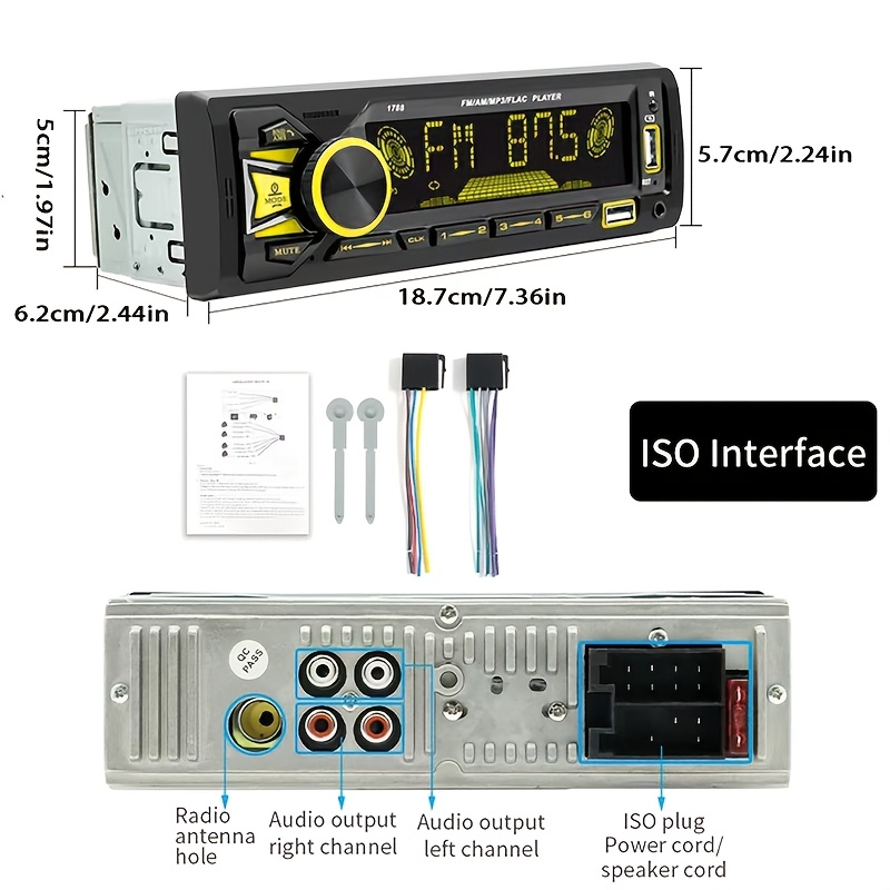 Autoradio FM 1DIN intégré, lec - Audio Music Free Mp3 avis et prix